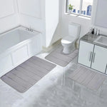 tapis bain doux texturé gris clair kit moderne deux tailles toilette