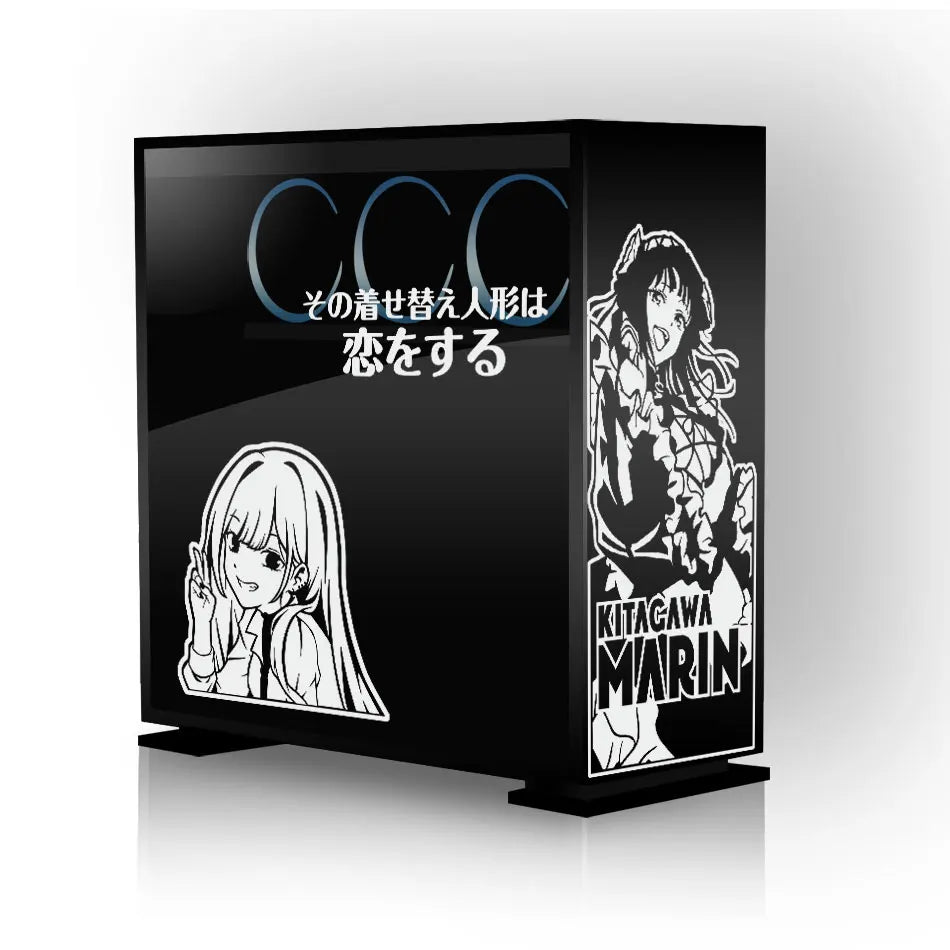 autocollants pvc noir blanc dessins anime texte japonais vis boitier pc moderne