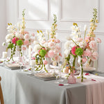 bouquets fleurs artificielles blanc rose vert bouquet feuillage classique décoration mariage anniversaire table extérieur