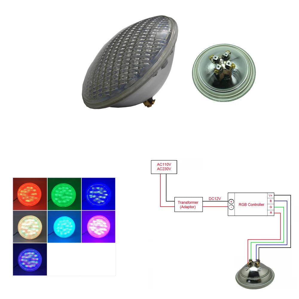 lampe led piscine sous marine étanche ip68 multicolore télécommande fixation vis