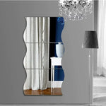 miroir moderne ondulé autocollant bleu blanc noir doré mur carreaux meubles