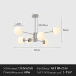 lampe suspendue moderne sphères translucides 95cm blanc chrome(touches on off)