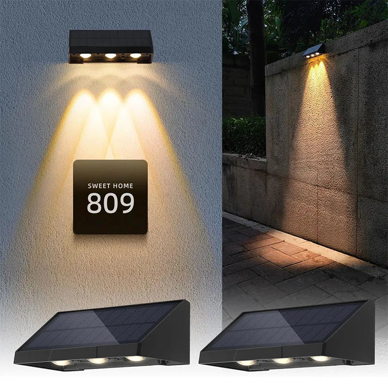 lumière murale solaire noire contemporaine adhésive panneau solaire ampoules led