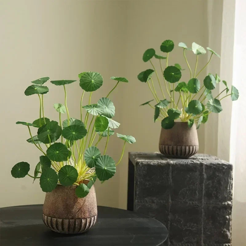 feuilles eucalyptus artificielles vase transparent feuilles texturées nervures visibles deco zen minimaliste