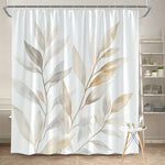 rideau douche polyester moderne feuilles stylisées blanc beige gris opacité respectueux environnement 180cm 180cm