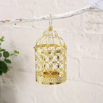 cage oiseaux ornements floraux ajourée artisanale élégante anneaux suspendus décoration maison or argent noir