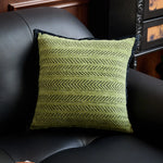 taies d'oreiller jacquard moderne rayures noires beige vert olive maison décoration écologique non toxique