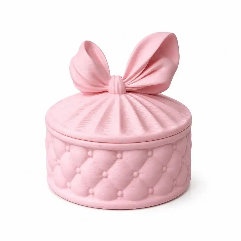 boîte rangement bijoux rose quilted noeud girly 3d décoration anti poussière