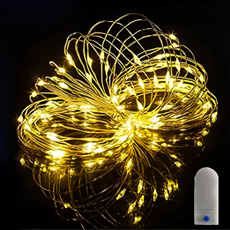 guirlande lumineuse fil cuivre 10m 100leds blanc chaud modernes clips led noel rechargeable