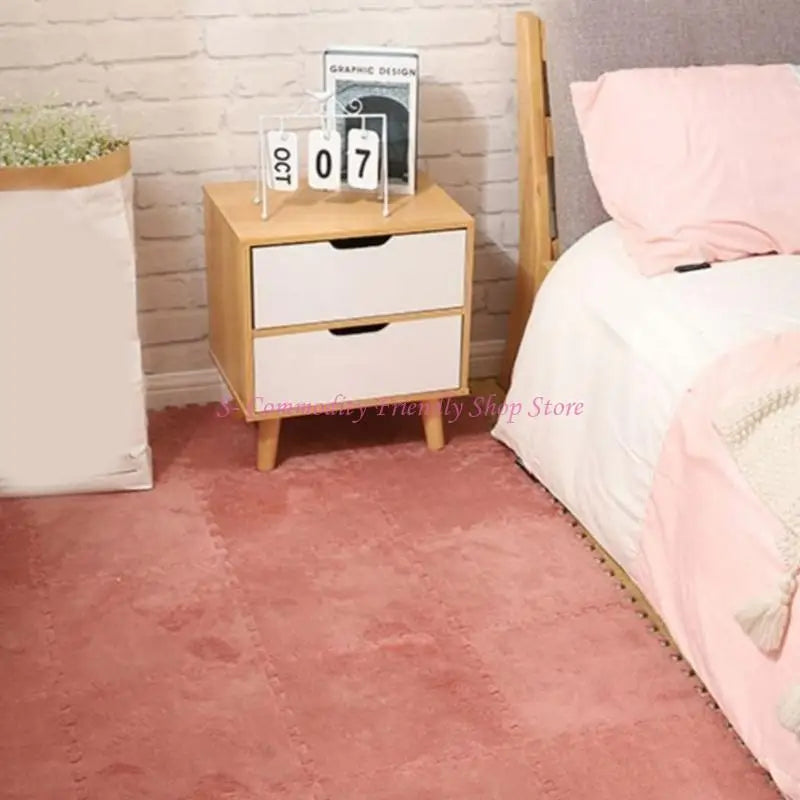 tapis sol carreaux géométriques beige blanc rose violet moderne 30cm 30cm