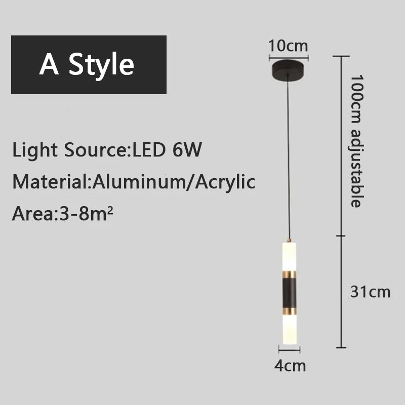 lampe suspendue moderne led noir blanc doré salon chambre étude minimaliste