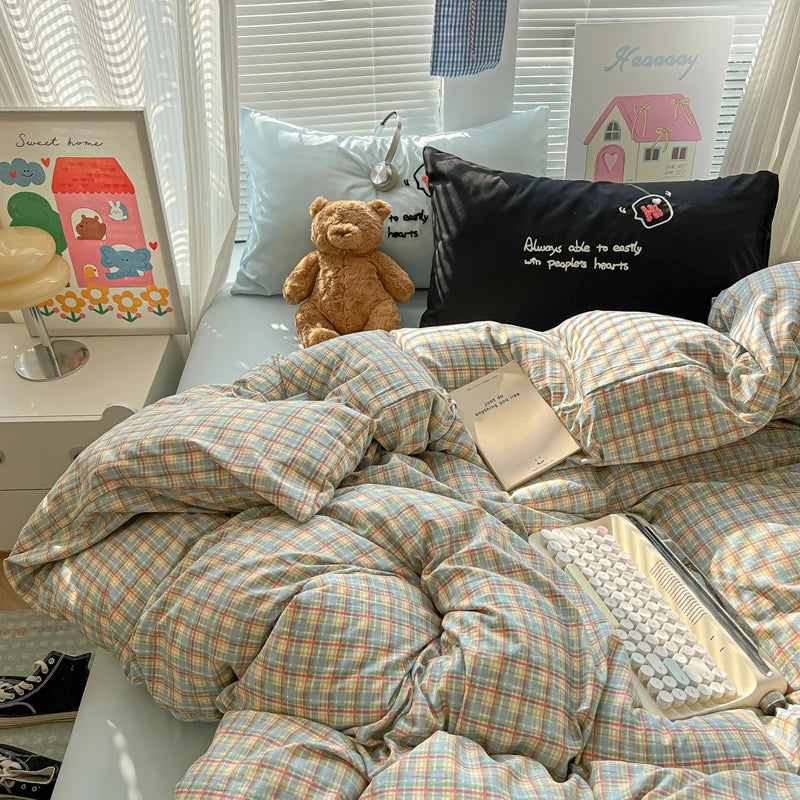 Housse de couette gris clair avec taies d'oreiller assorties