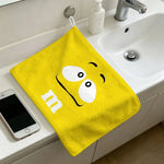 serviette cuisine jaune rouge bleu orange souriante logo moderne polyester jacquard
