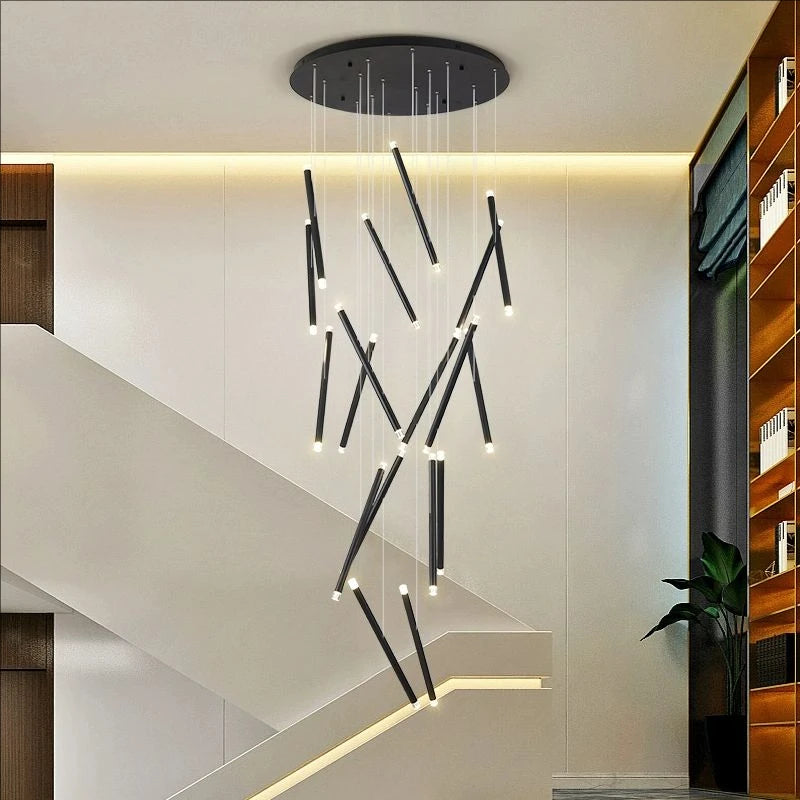 Suspension lumineuse contemporaine minimaliste noir blanc led 108w adjustable 350cm
