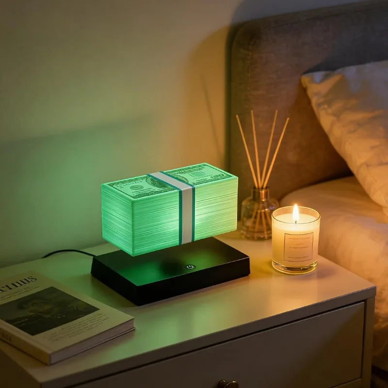lampe flottante aimants bloc billets plastique blanc vert contemporaine occasionnelle noël anniversaire