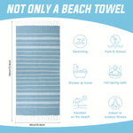 serviette plage polyester séchage rapide rayures horizontales bleu clair rose orange