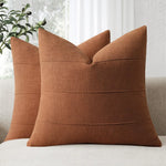 coussins décoratifs tissu texturé brun rouille beige bleu marine vert olive moderne minimaliste