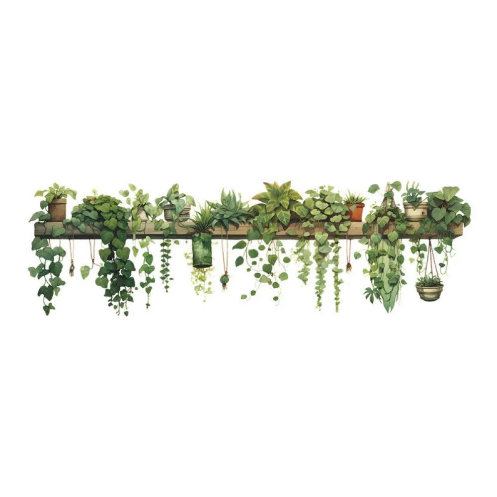 sticker mural pvc plante verte feuilles naturel adhésif chambre décoration murale botanique différentes tailles