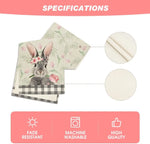 Une serviette avec un motif de lapin fleuri, résistante à la décoloration, lavable en machine et de grande qualité.