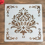 pochoir stencil blanc noir ornamental floral artisanal decoratif 32cm 32cm