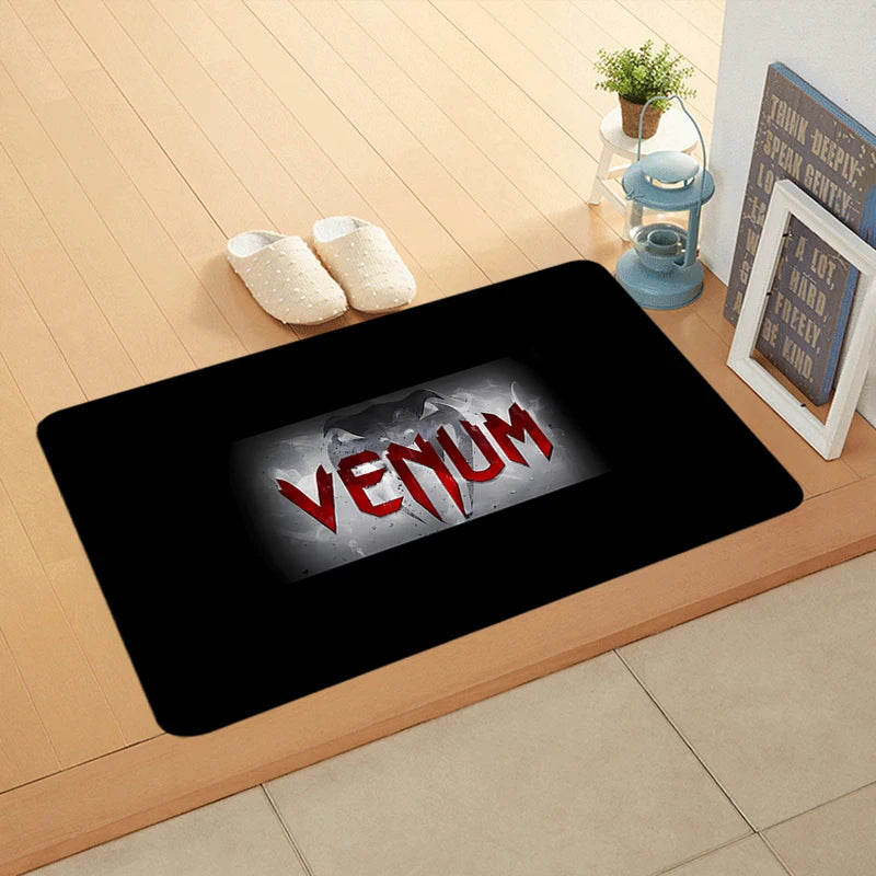 tapis moderne serpent venom noir blanc antidérapant durable polypropylène 40x60cm 50x80cm