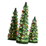 Comparaison des couleurs jaune et multicolore pour sapin de Noël en céramique