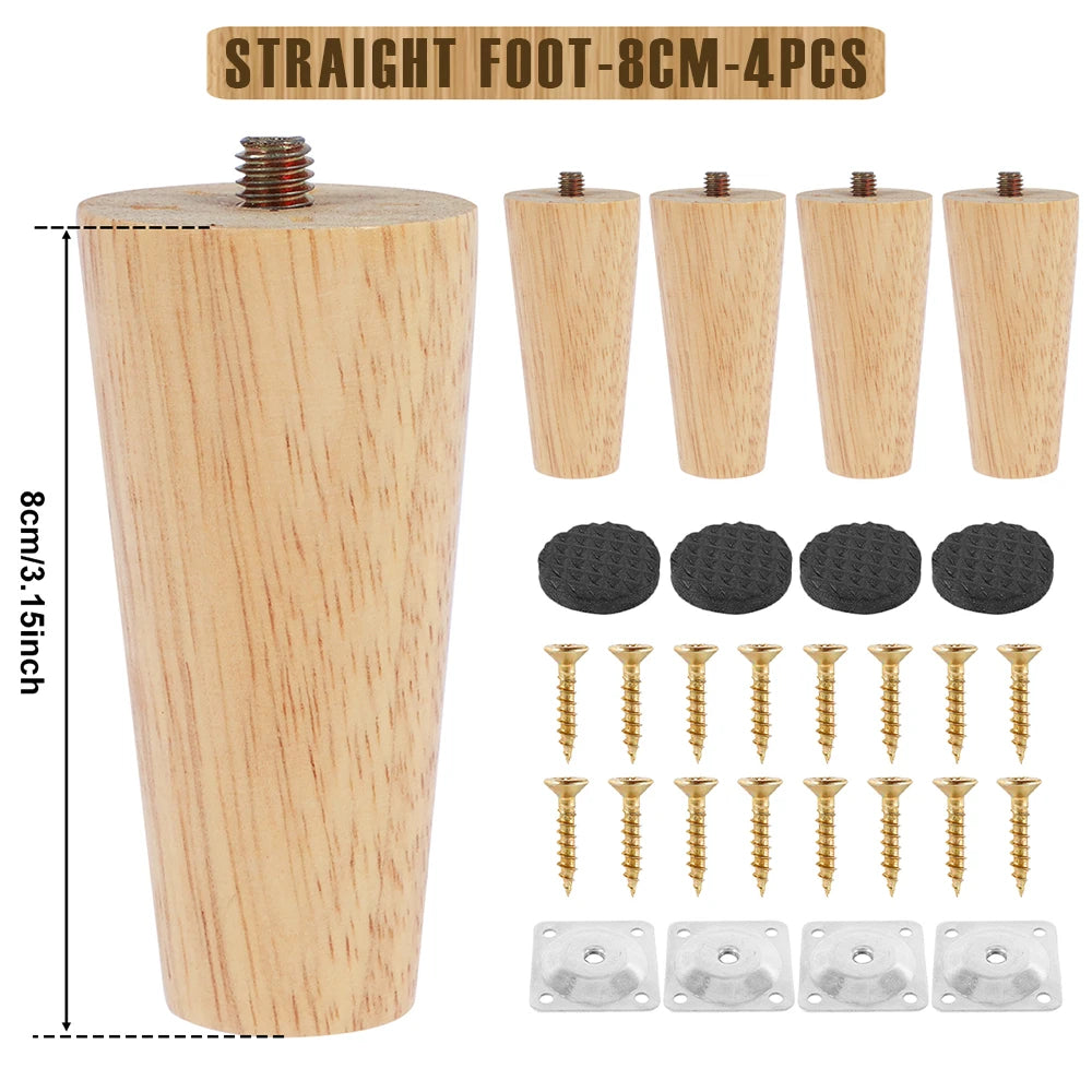 pieds meubles bois massif moderne 8cm 15cm 20cm 25cm vis plaques montage
