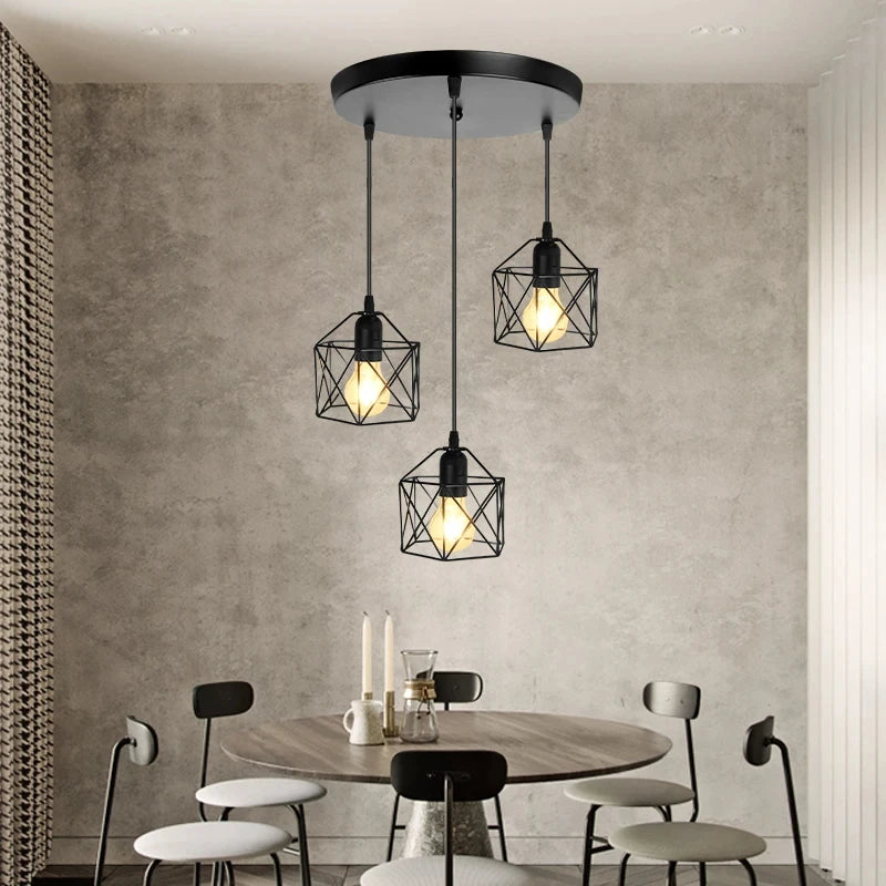 lustre industriel moderne lumières noir doré abat jour ajouré fixé