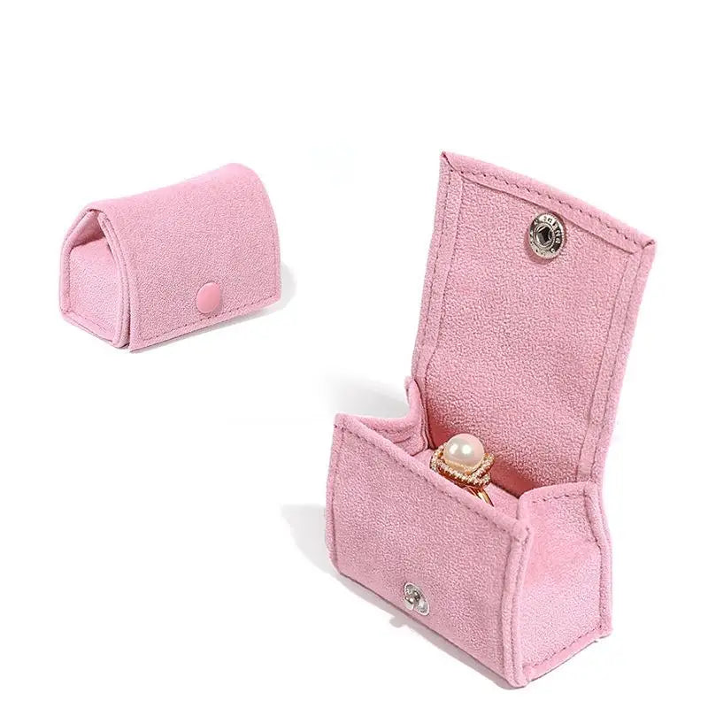 boîtes bijoux velours vert bleu rose classiques boutons pression anneaux voyage maison