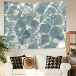 tapisserie polyester bleu clair gris texture eau moderne abstraite clips inclusion sac rangement chambre