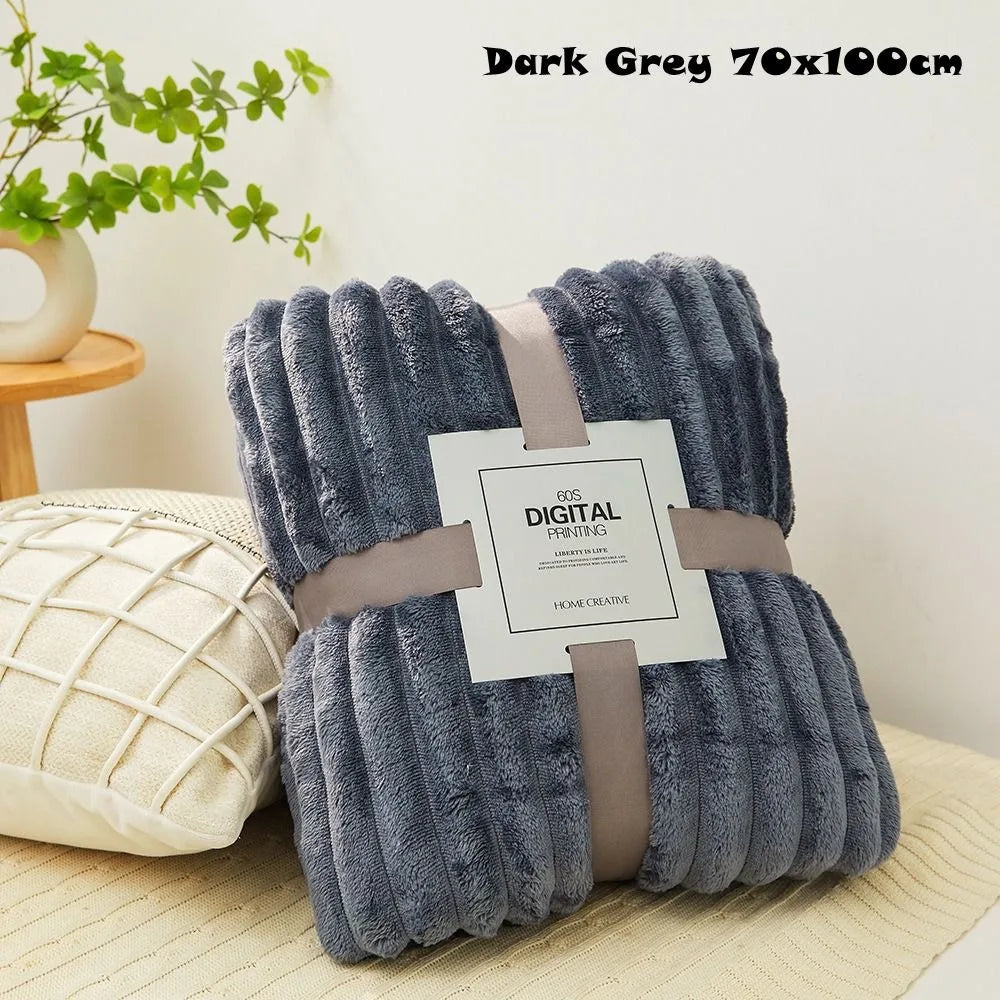 couverture polaire beige rayures hiver douce polyester coton 100x150cm 70x100cm 45x65cm confortable fixations