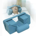 appui tête bleu clair coussins oreillers ceinture réglable poches ergonomique personnes alitées maintien position