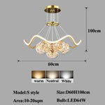 lustres led modernes or transparents sphères ondulees contemporains chambre salon