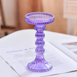 support bougie verre rose vert motif diamant décoration table mariage classique objet déco maison
