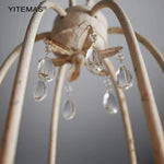lustre blanc vieilli cristal vintage classique six lumières ornements métal chain adjustable