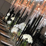 supports bougies transparents modernes mariage bougies vase fleurs noires blanchesDecorationDIY