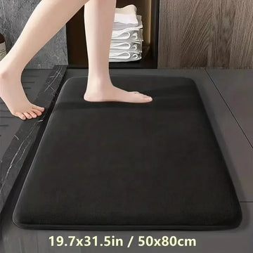 tapis bain velours noir moderne absorbant antidérapant salle bain maison doux