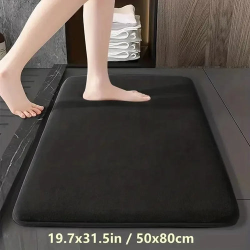 tapis bain velours noir moderne absorbant antidérapant salle bain maison doux