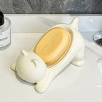 support savon plastique blanc forme chat salle bains décoration intérieure moderne