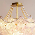 lampe suspendue classique rose fleurs chaîne ajustable blanc doré vintage chambre salon