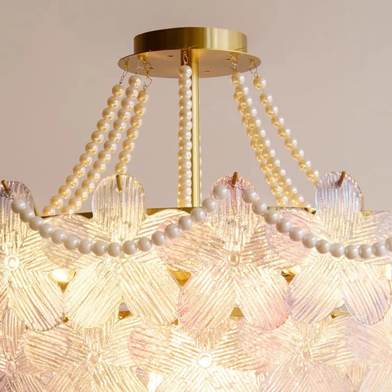 lampe suspendue classique rose fleurs chaîne ajustable blanc doré vintage chambre salon