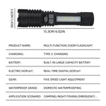 lampe poche led rechargeable super lumineuse tactique multifonctionnelle auto défense camping emergency hiking