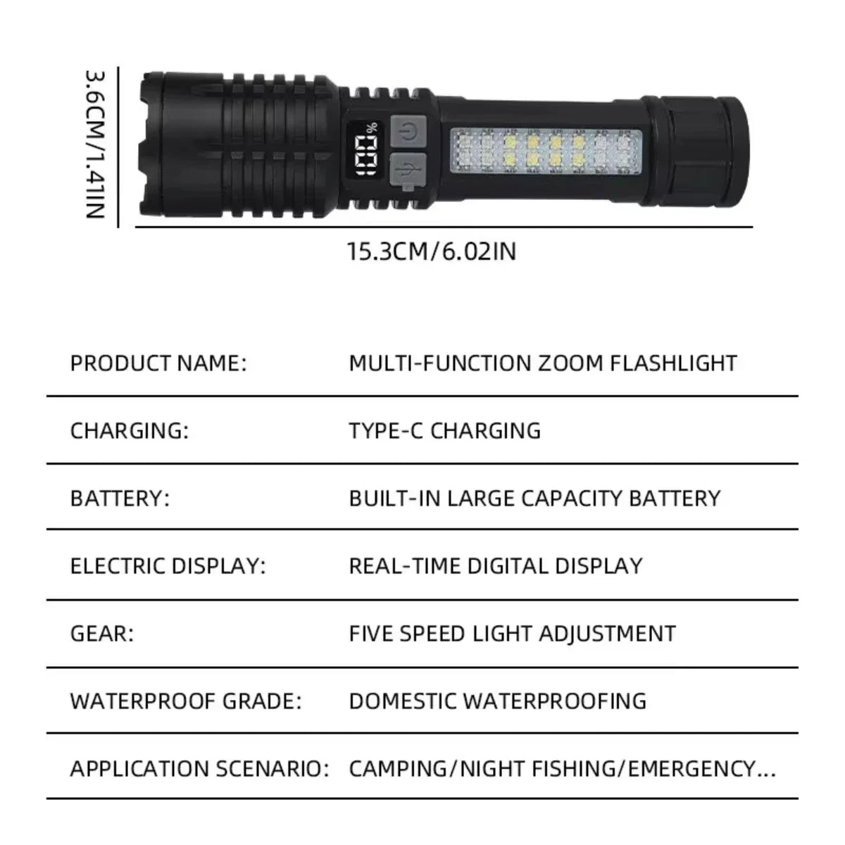 lampe poche led rechargeable super lumineuse tactique multifonctionnelle auto défense camping emergency hiking