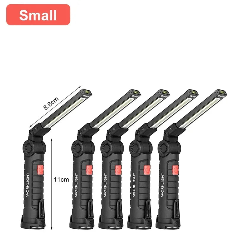 lampe torche rechargeable aimantée port usb type led camping noir.texture anti dérapante.mode faible haute