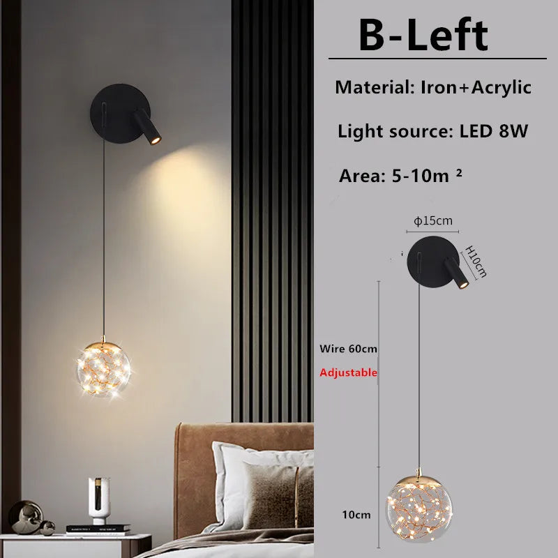 lampe murale moderne minimaliste noir éclairage quotidien fixée mur led chambre salon