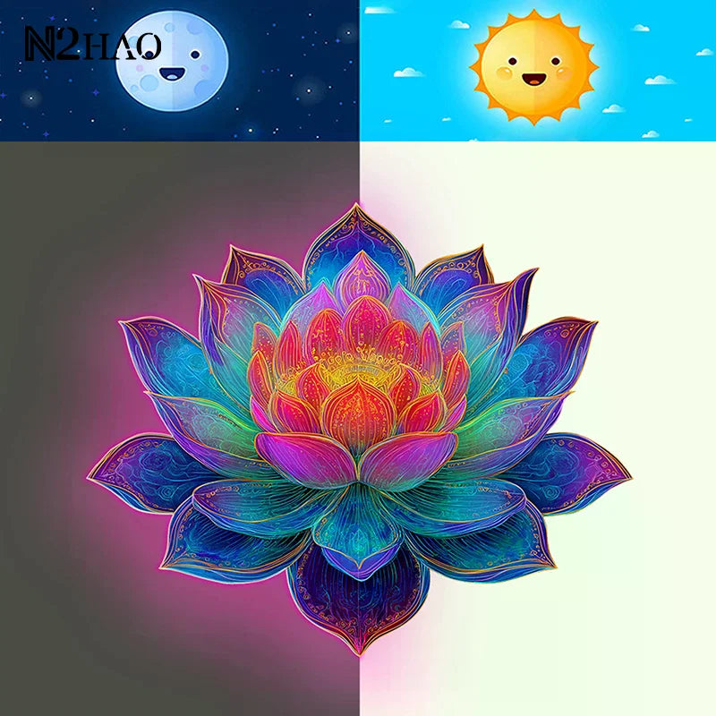 sticker mural multicolore fleur lotus moderne adhésif chambre bain décoration intérieure graphique