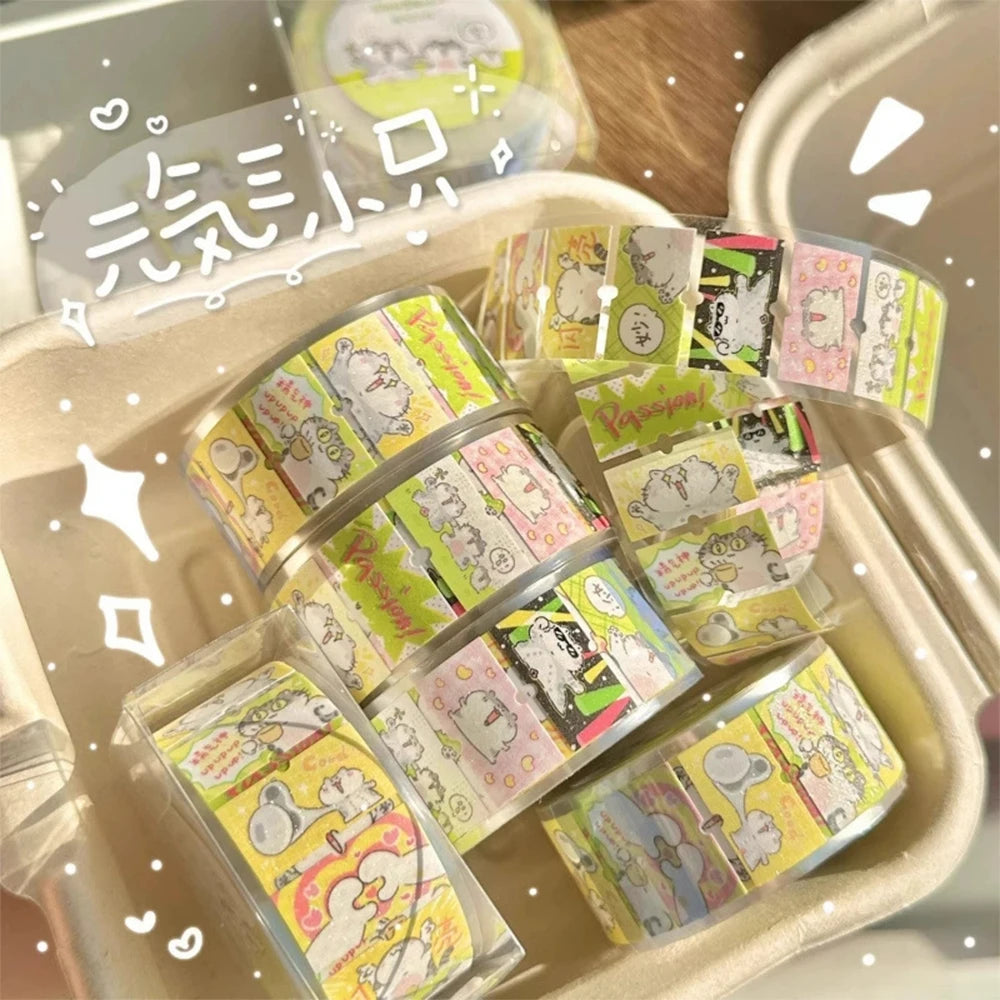 autocollants adhésifs chats dessins animés passion floraux décoration mignonne cartoon portable vert jaune blanc
