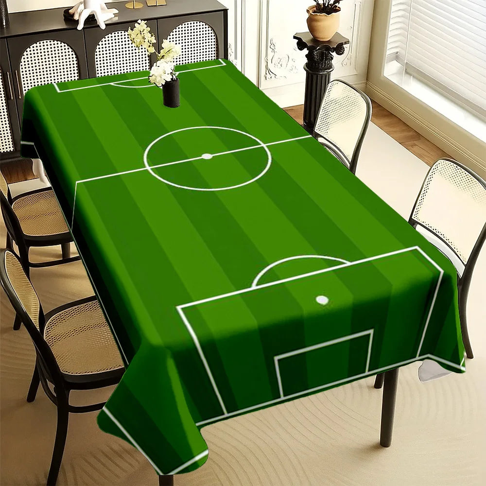 nappe table rectangulaire rayée vert foncé moderne terrain football clips grande dimension cuisine maison
