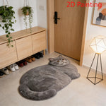 tapis gris imprimé chat pelucheux antidérapant intérieur extérieur facile entretenir