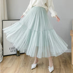 jupe midi plissée tulle transparente féminine élégante décontractée multiple niveaux printemps été